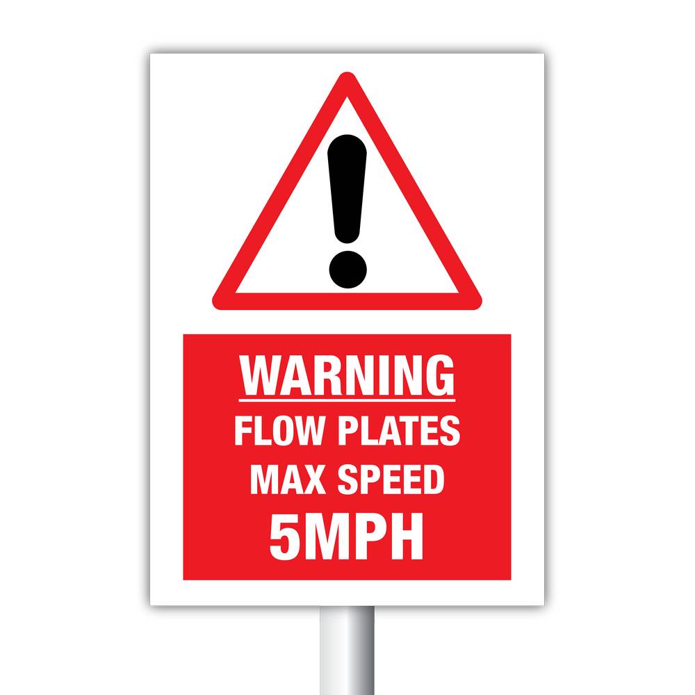 Warning Flow Plates with Warning Symbol Flowplates.co.uk